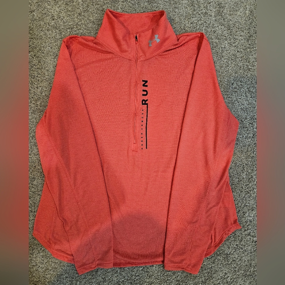 EUC Women's Under Armour Coral/Salmon Run Quarter-Zip Top